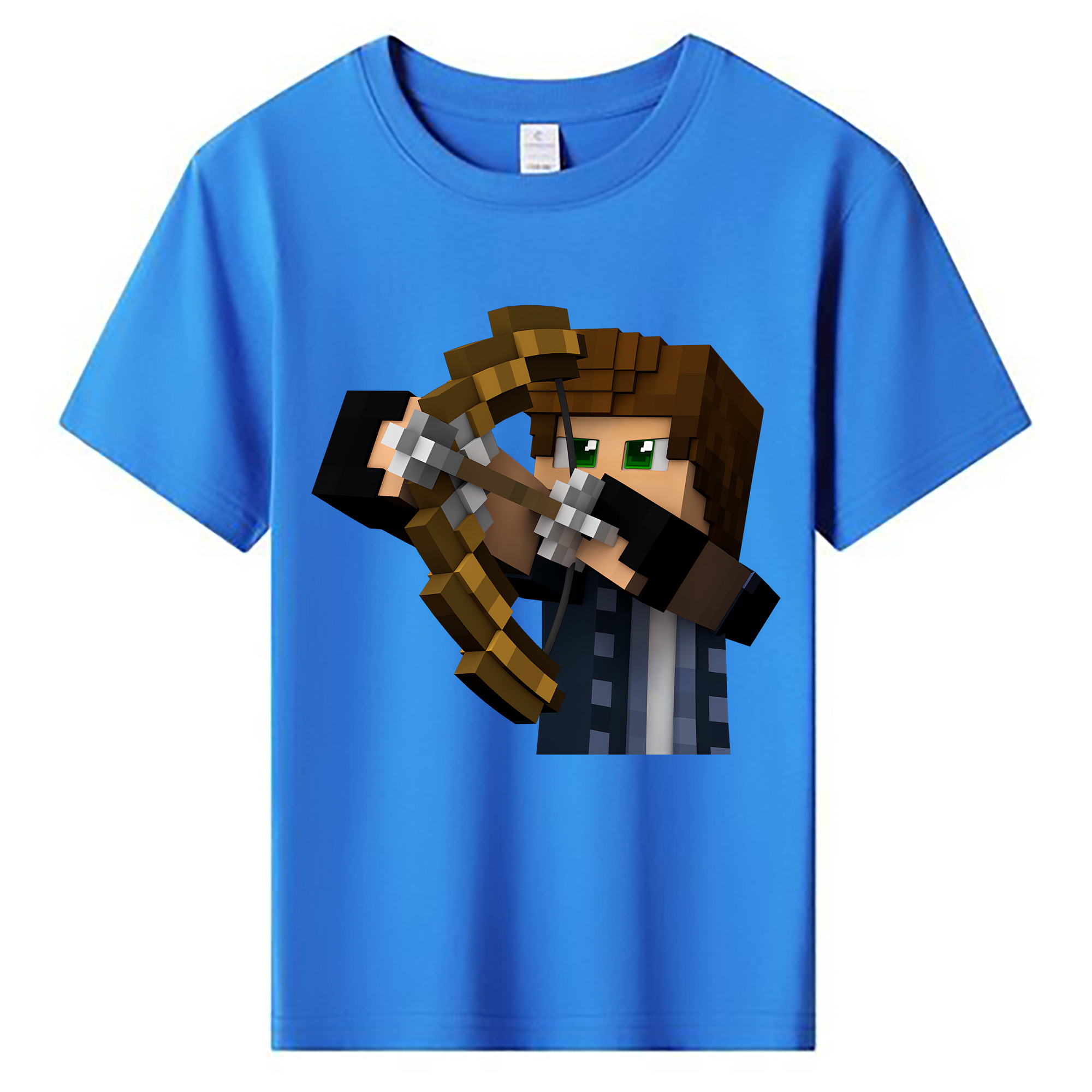 （画像用） マインクラフト ブロックの世界 Minecraft MC Block world 綿100％キッズTシャツ（フロントプリント）